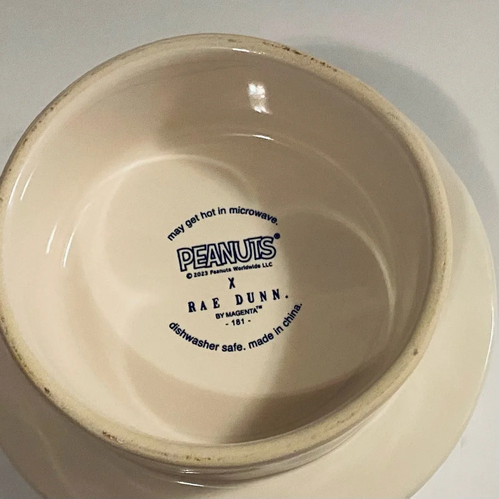 NWOT Rae Dunn Peanuts Dog Bowl Featuring Snoopy and Woodstock